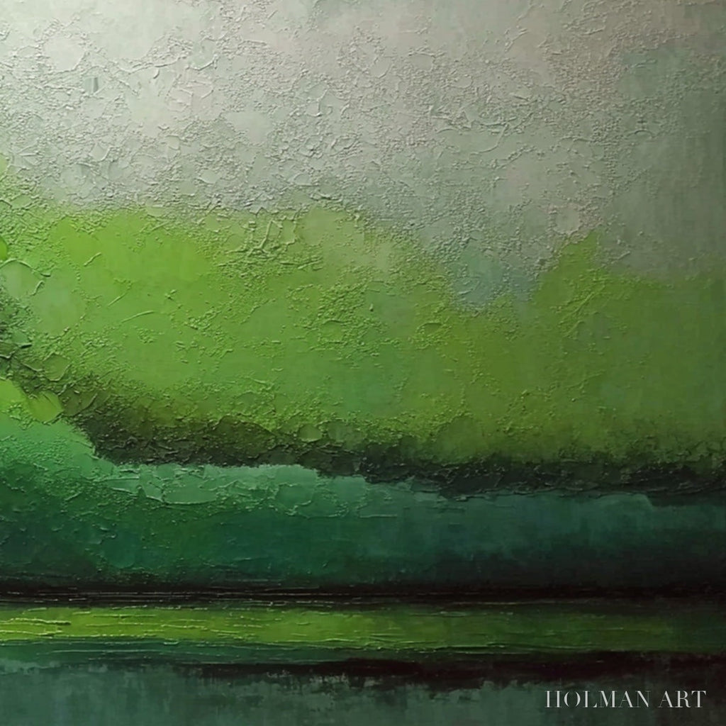 HOLMAN ART Verdant Calm – Large Green Abstract Landscape Textured Oil Painting - image 5