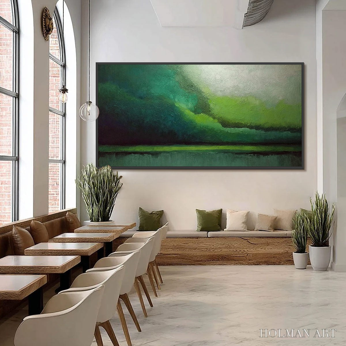 HOLMAN ART Verdant Calm – Large Green Abstract Landscape Textured Oil Painting - image 6