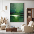 HOLMAN ART Verdant Stillness – Textured Green Abstract Landscape Oil Painting - image 2