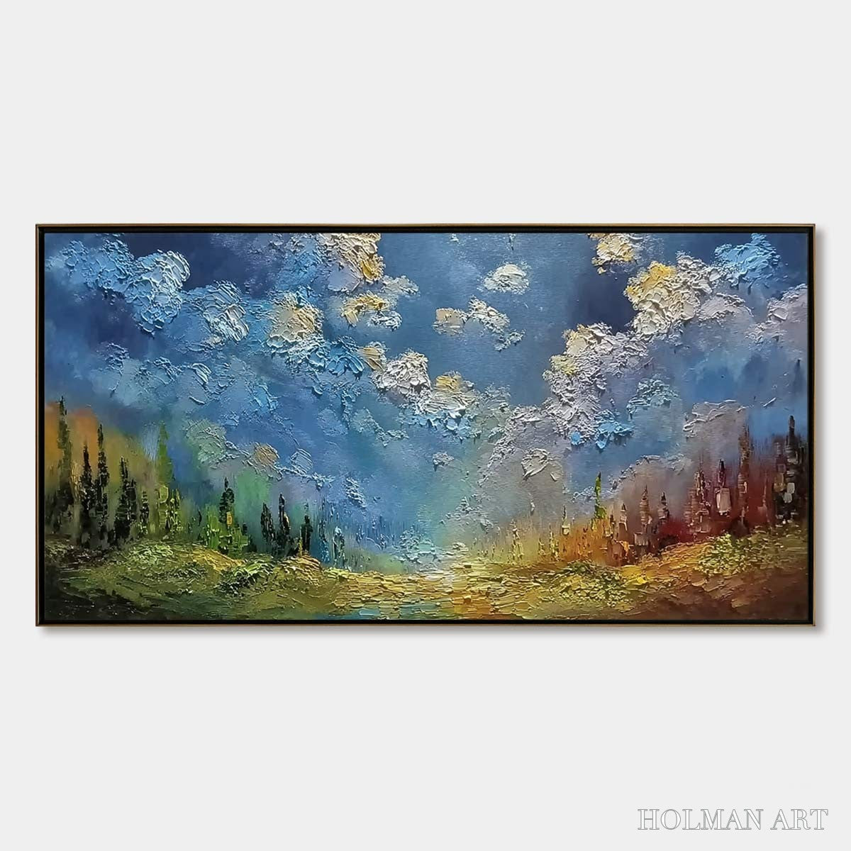HOLMAN ART Celestial Divide – Textured Horizontal Impasto Landscape Oil Painting - image 1
