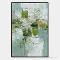 HOLMAN ART Verdant Grid – Textured Green and White Wabi Sabi Abstract Painting - image 1