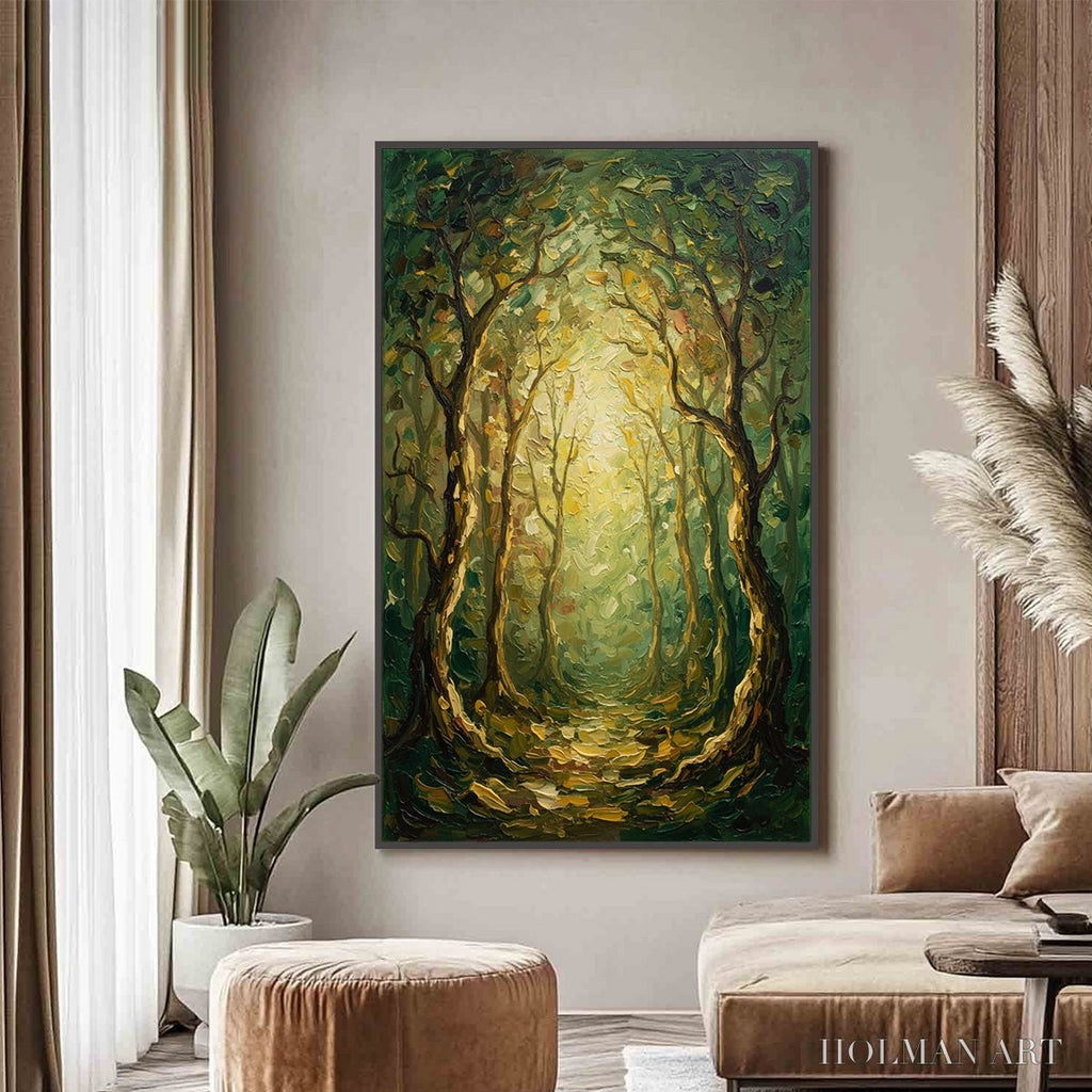 HOLMAN ART Luminous Trail – Textured Impasto Forest Path Oil Painting - image 2