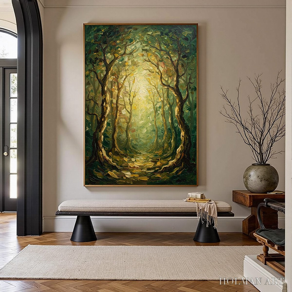 HOLMAN ART Luminous Trail – Textured Impasto Forest Path Oil Painting - image 4