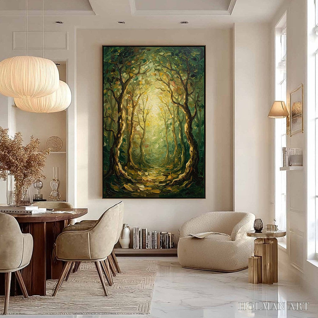 HOLMAN ART Luminous Trail – Textured Impasto Forest Path Oil Painting - image 6
