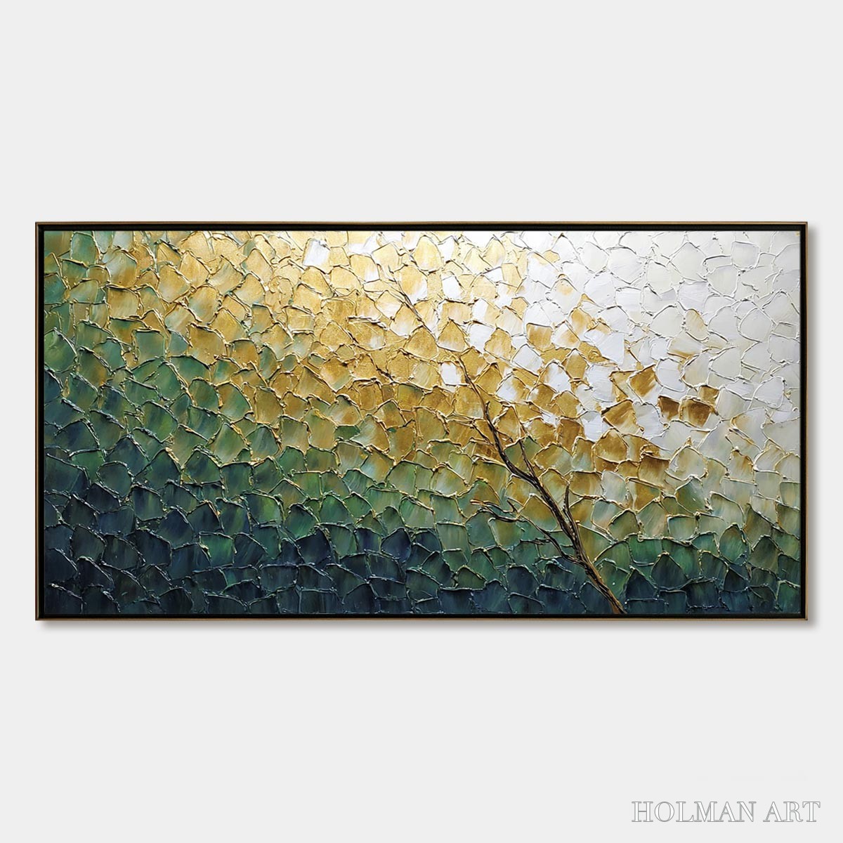 HOLMAN ART Golden Ascent – Heavily Textured Abstract Tree Landscape Painting - image 1