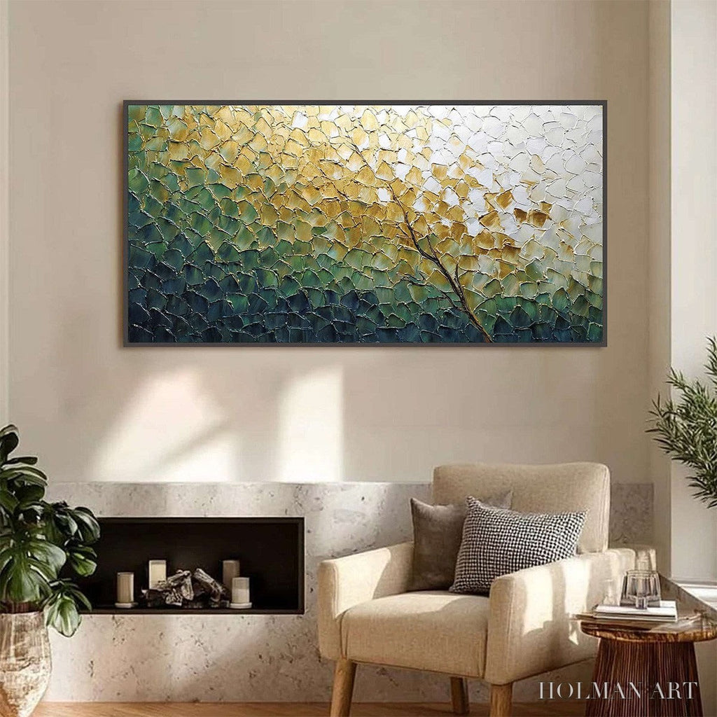 HOLMAN ART Golden Ascent – Heavily Textured Abstract Tree Landscape Painting - image 2