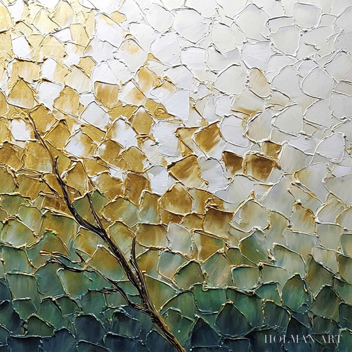 HOLMAN ART Golden Ascent – Heavily Textured Abstract Tree Landscape Painting - image 5