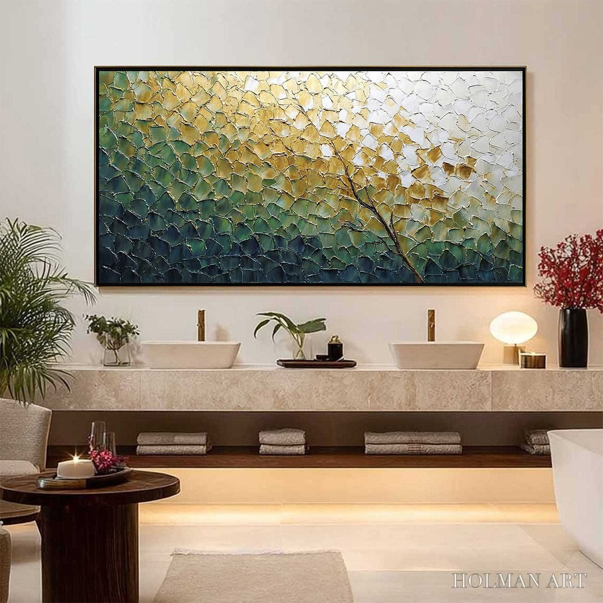 HOLMAN ART Golden Ascent – Heavily Textured Abstract Tree Landscape Painting - image 6