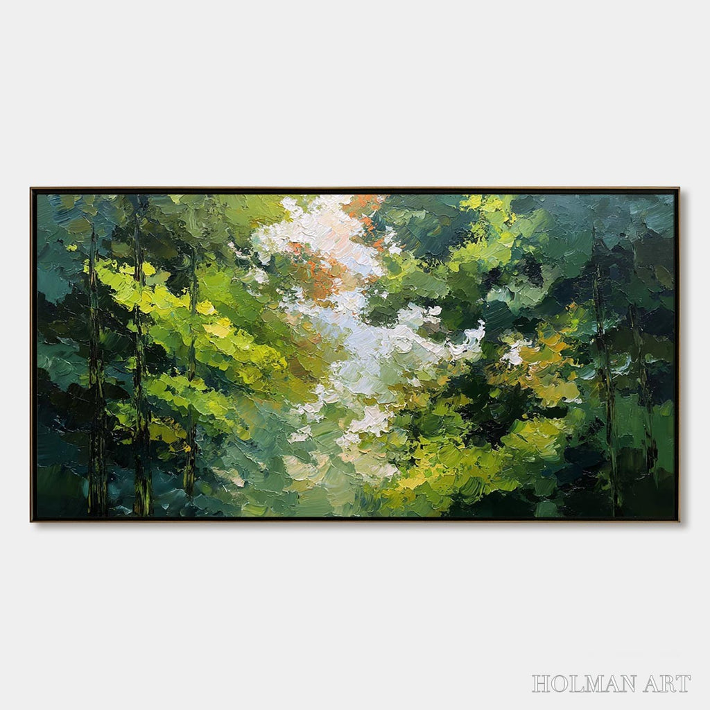 HOLMAN ART Emerald Light – Textured Forest Canopy Palette Knife Painting - image 1