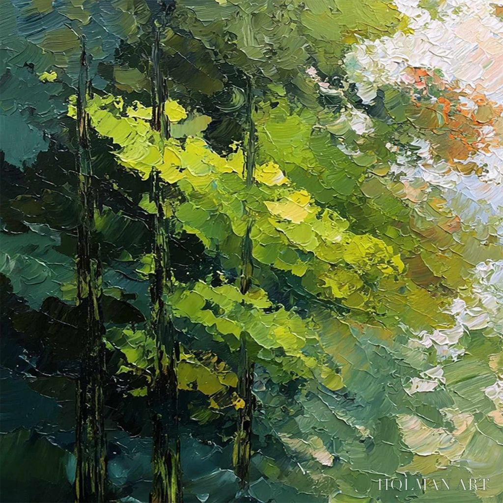 HOLMAN ART Emerald Light – Textured Forest Canopy Palette Knife Painting - image 3