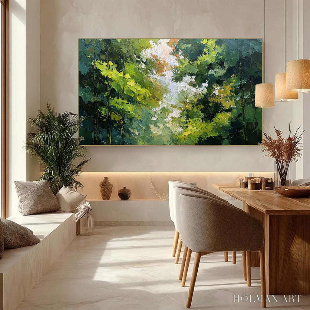 HOLMAN ART Emerald Light – Textured Forest Canopy Palette Knife Painting - image 4