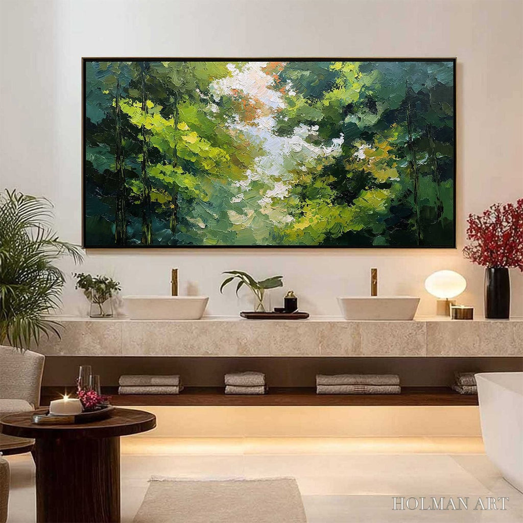 HOLMAN ART Emerald Light – Textured Forest Canopy Palette Knife Painting - image 6