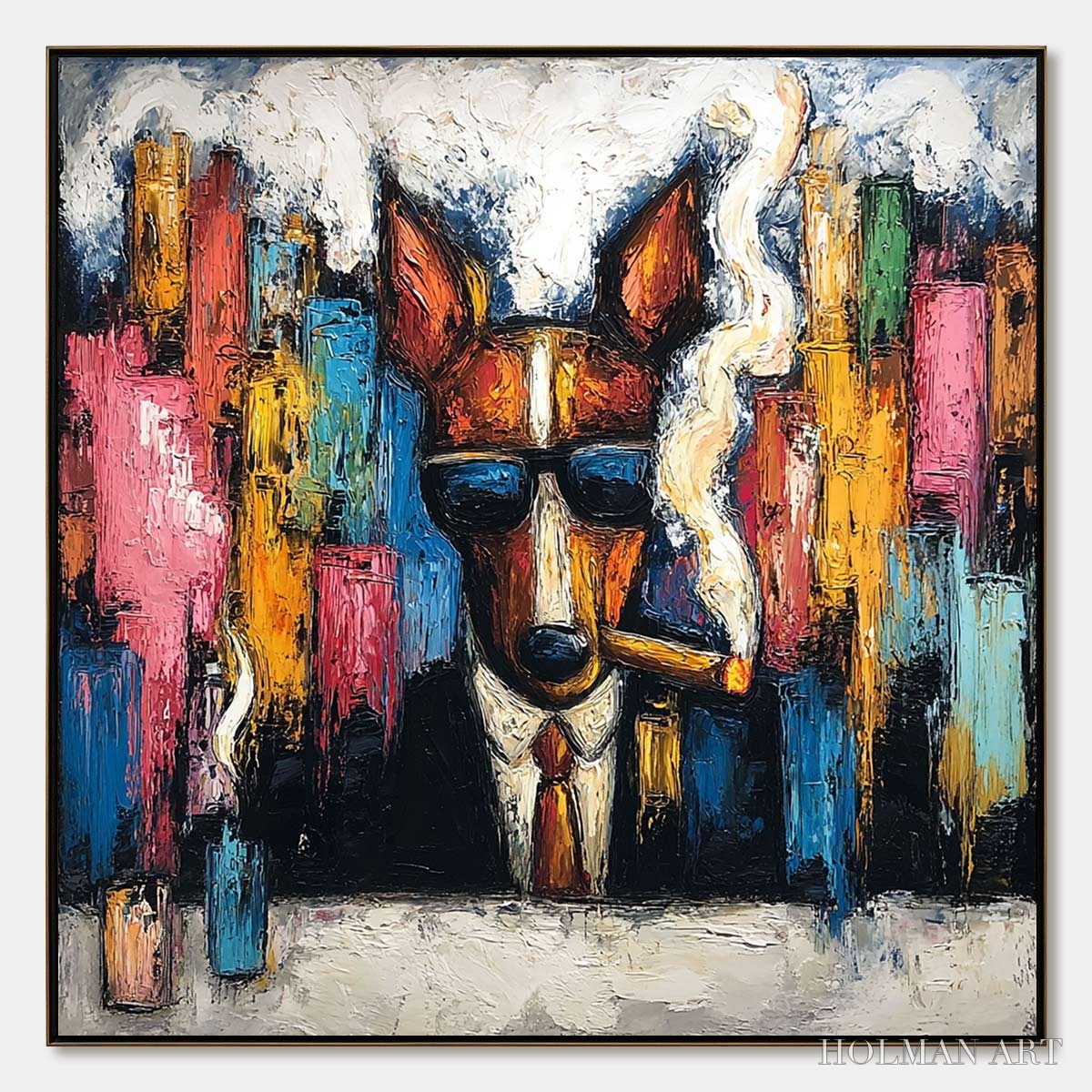HOLMAN ART Top Dog – Textured Impasto Painting of a Dog in the City - image 1