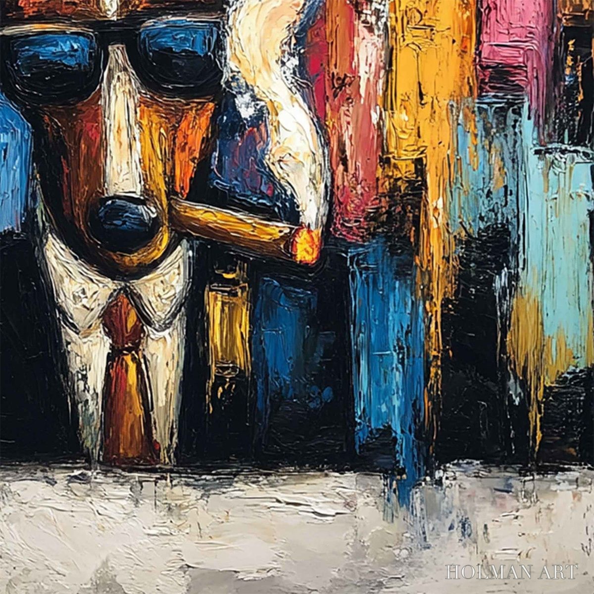 HOLMAN ART Top Dog – Textured Impasto Painting of a Dog in the City - image 3