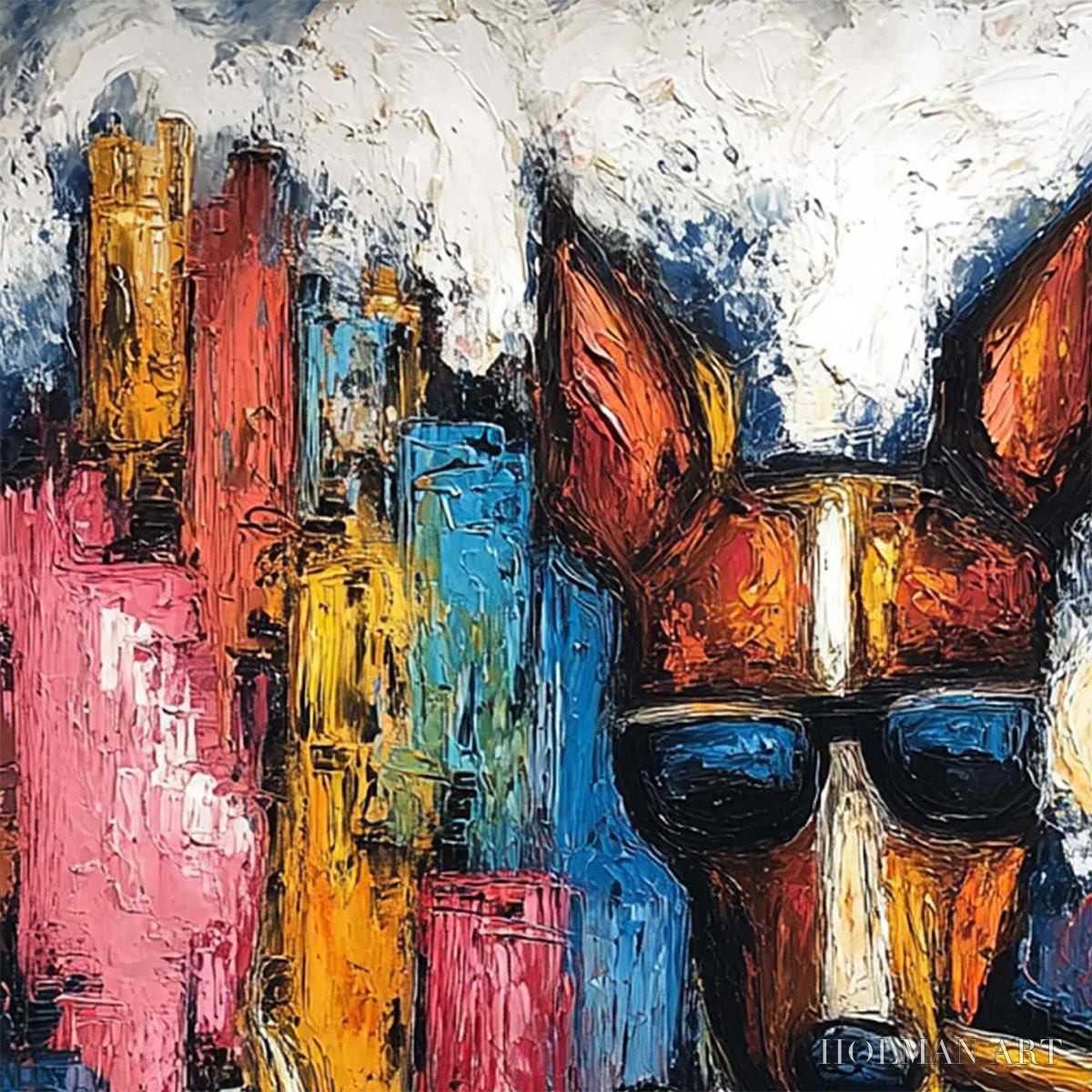 HOLMAN ART Top Dog – Textured Impasto Painting of a Dog in the City - image 5