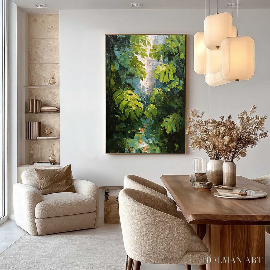 HOLMAN ART Emerald Sanctuary – Textured Impasto Forest & Plants Oil Painting - image 4
