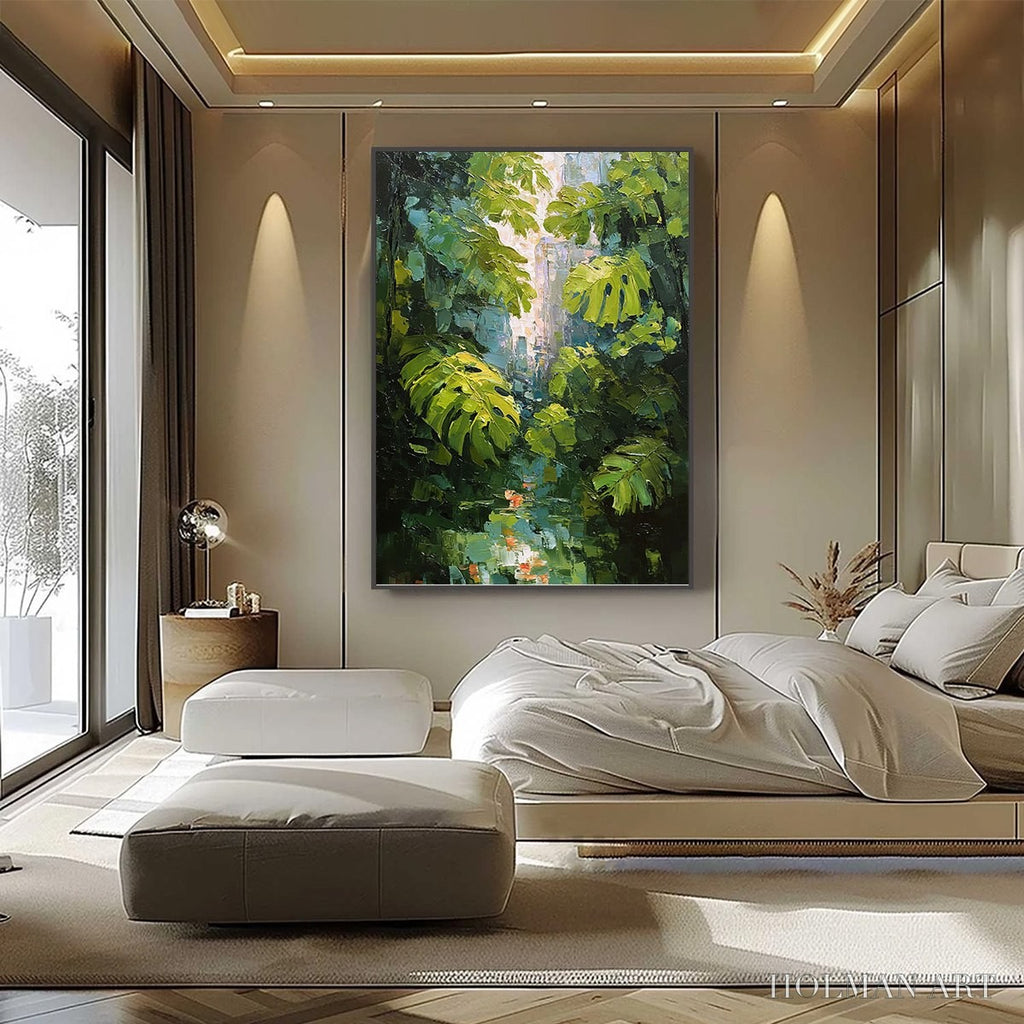 HOLMAN ART Emerald Sanctuary – Textured Impasto Forest & Plants Oil Painting - image 6