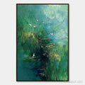 HOLMAN ART Verdant Sanctuary – Abstract Green Forest Landscape with Flying Birds - image 1