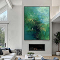 HOLMAN ART Verdant Sanctuary – Abstract Green Forest Landscape with Flying Birds - image 2
