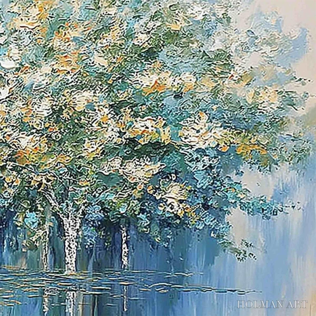 HOLMAN ART Seasonal Embrace – Textured Palette Knife Forest Reflection Painting - image 5