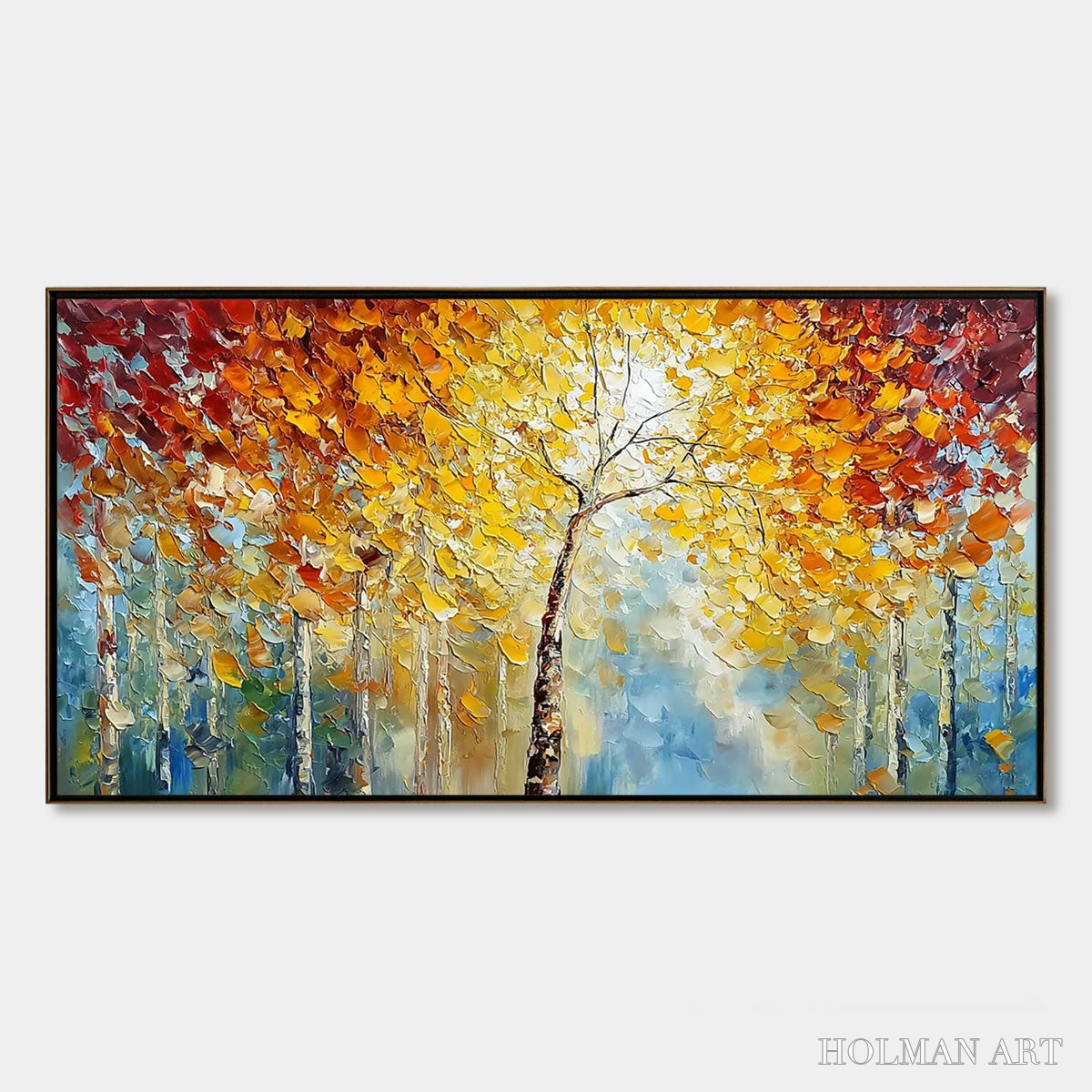 HOLMAN ART Autumn'S Embrace – Textured Palette Knife Autumn Forest Oil Painting - image 1