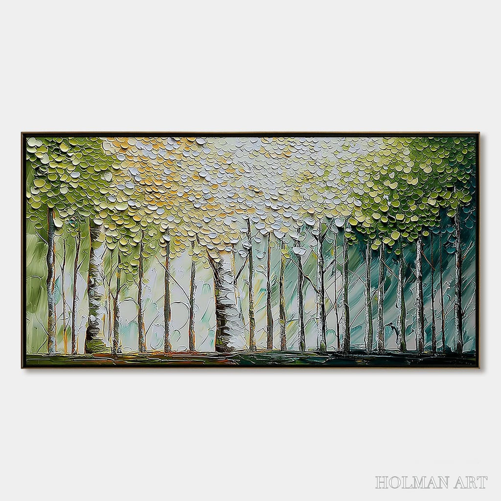 HOLMAN ART Whispering Grove – Textured Impasto Birch Tree Forest Landscape Painting - image 1