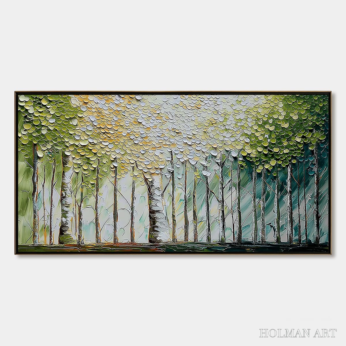 HOLMAN ART Whispering Grove – Textured Impasto Birch Tree Forest Landscape Painting - image 1