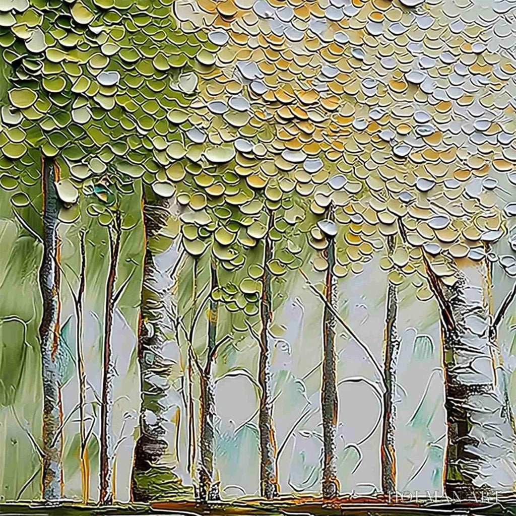HOLMAN ART Whispering Grove – Textured Impasto Birch Tree Forest Landscape Painting - image 3