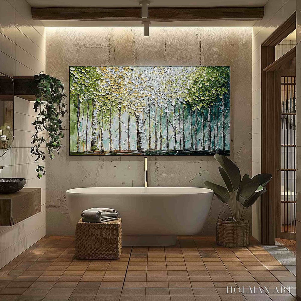 HOLMAN ART Whispering Grove – Textured Impasto Birch Tree Forest Landscape Painting - image 4