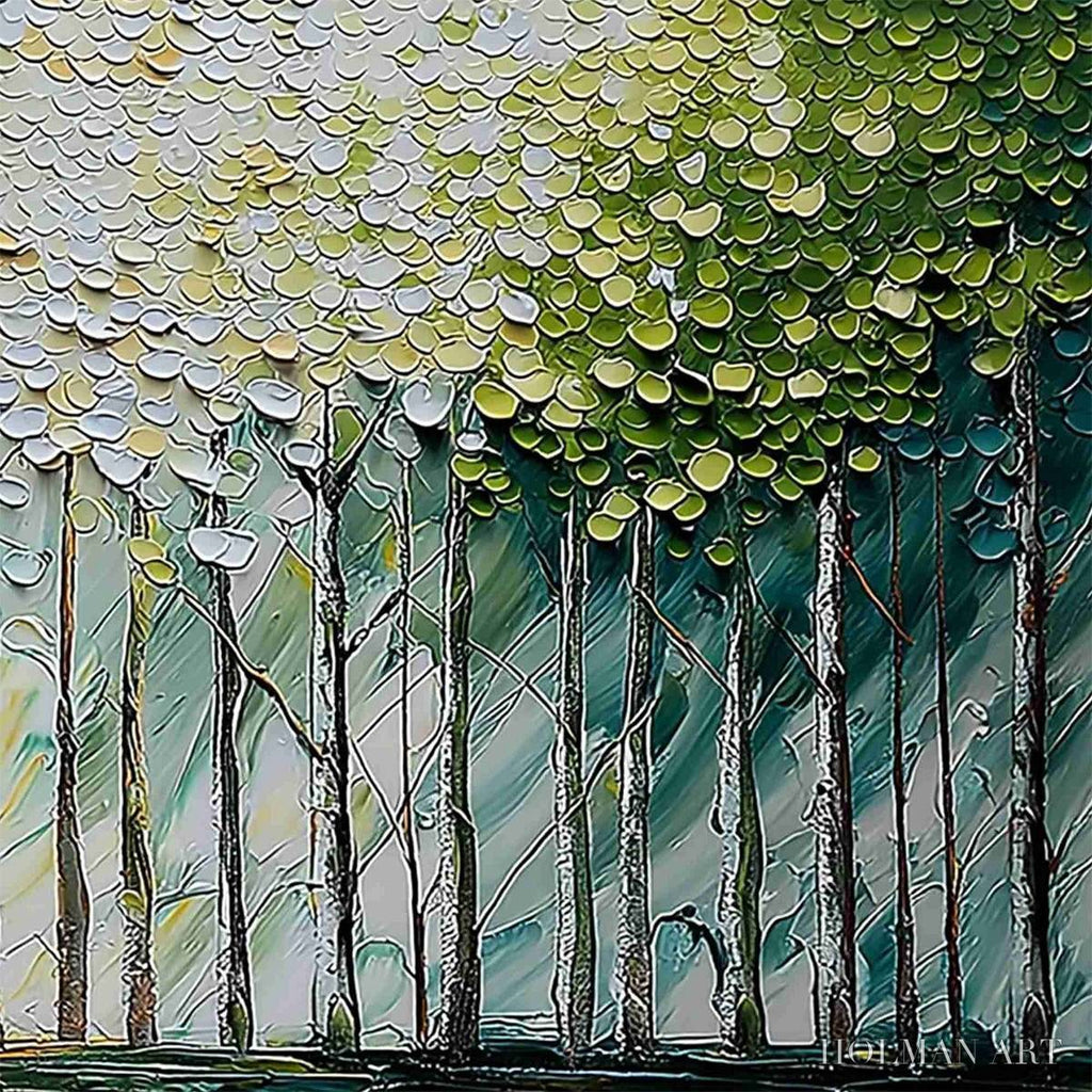HOLMAN ART Whispering Grove – Textured Impasto Birch Tree Forest Landscape Painting - image 5