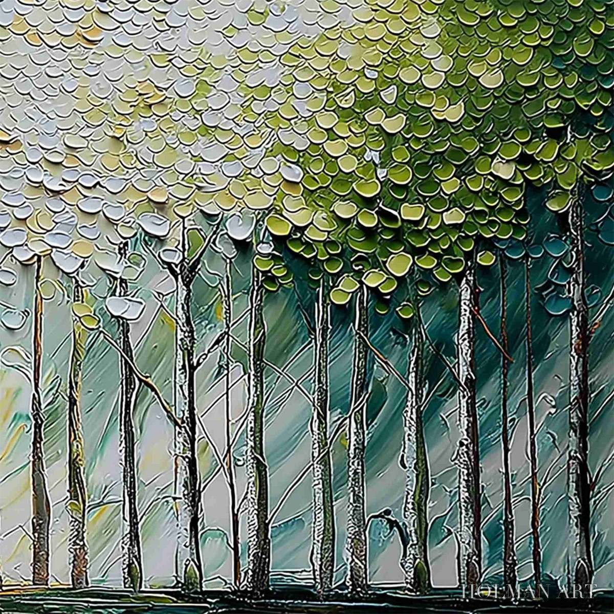 HOLMAN ART Whispering Grove – Textured Impasto Birch Tree Forest Landscape Painting - image 5