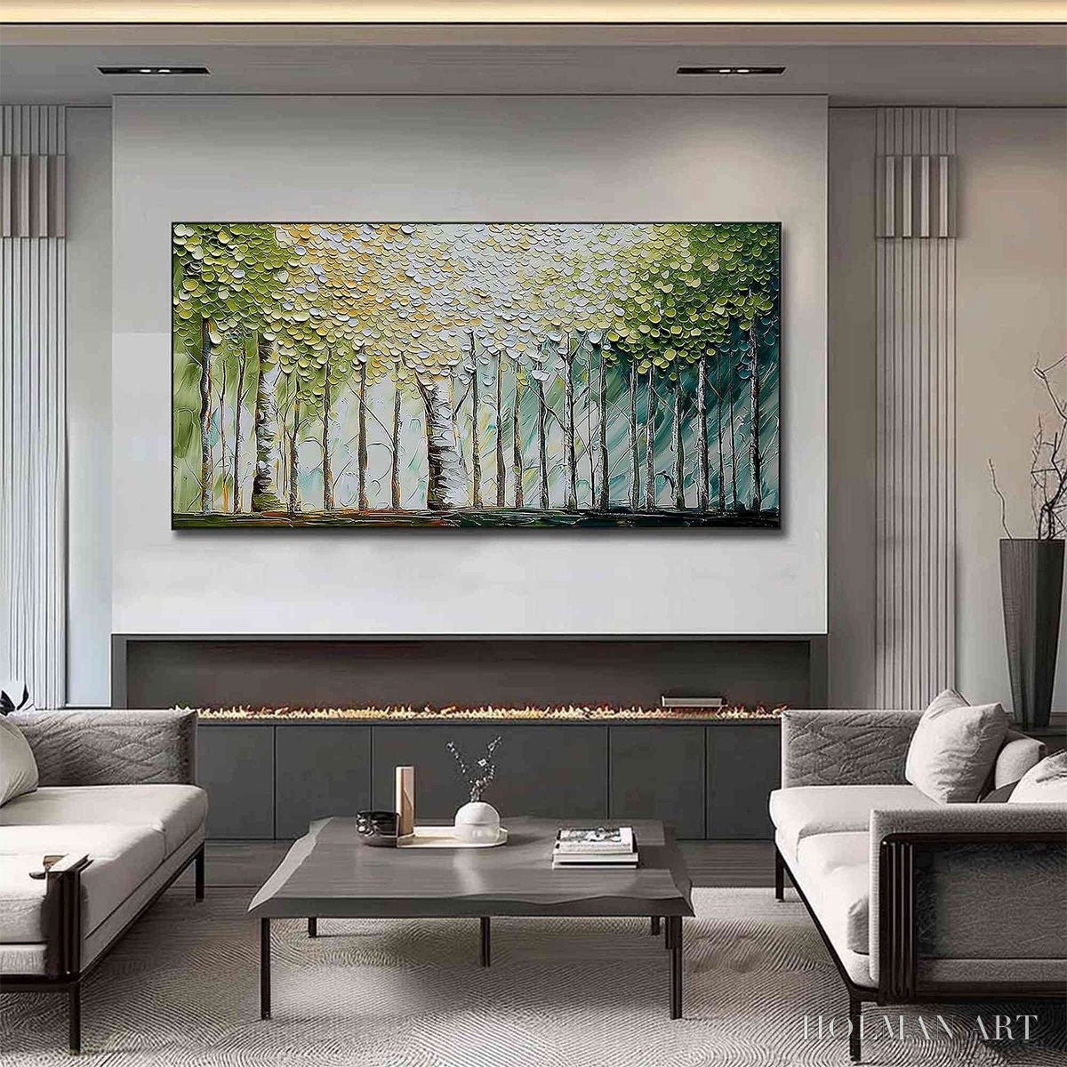 HOLMAN ART Whispering Grove – Textured Impasto Birch Tree Forest Landscape Painting - image 6