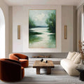 HOLMAN ART Verdant Reflections – Textured Vertical Green Landscape Painting - image 2