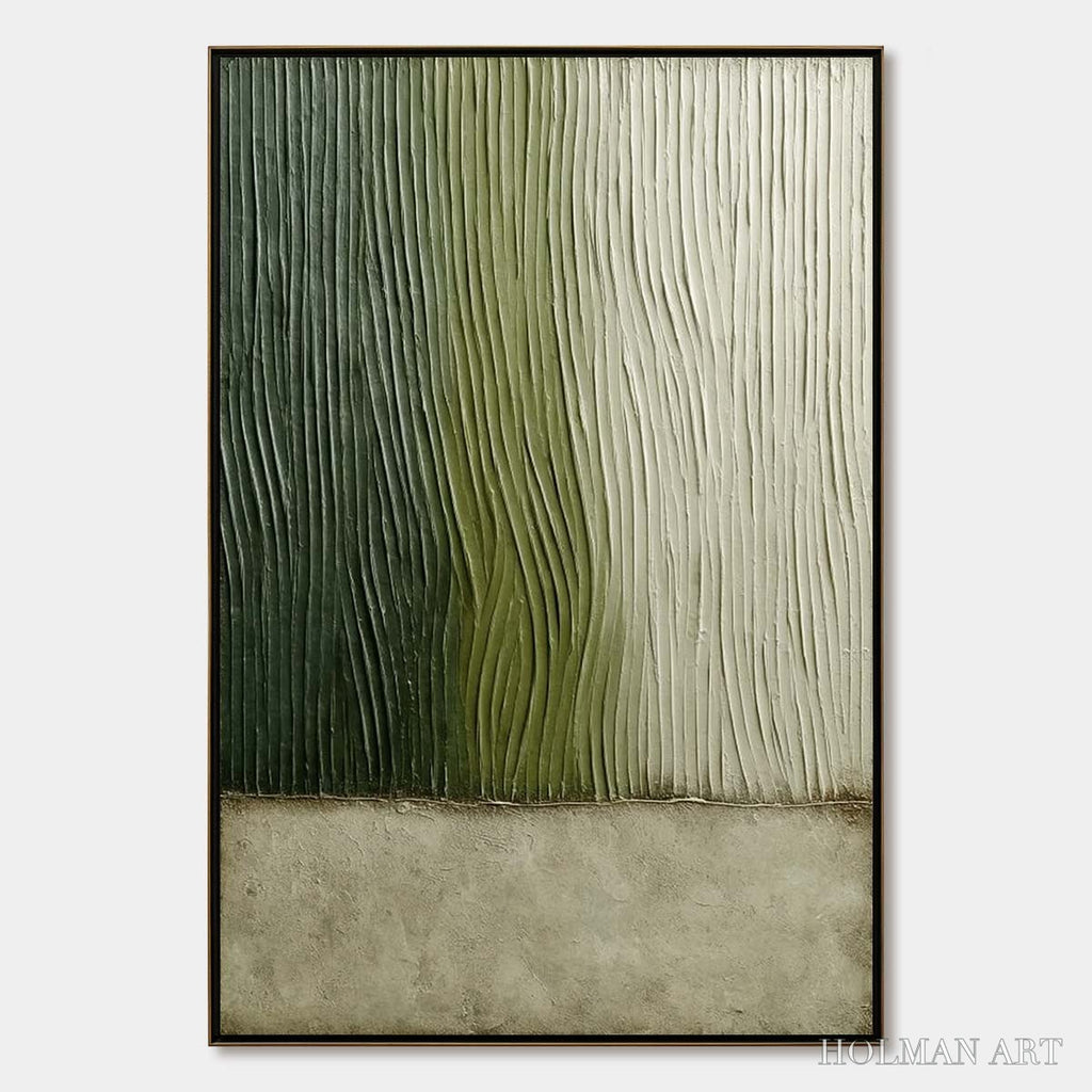 HOLMAN ART Verdant Groove – Textured Wabi Sabi Abstract Landscape Painting - image 1