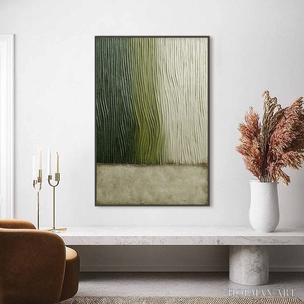 HOLMAN ART Verdant Groove – Textured Wabi Sabi Abstract Landscape Painting - image 2