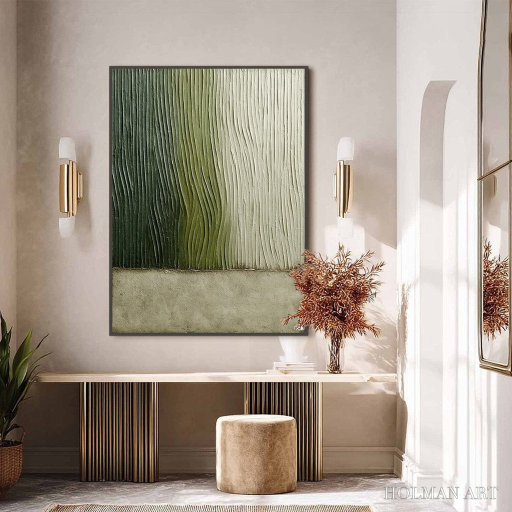 HOLMAN ART Verdant Groove – Textured Wabi Sabi Abstract Landscape Painting - image 4