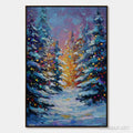 HOLMAN ART Winter'S Glow – Textured Impasto Winter Forest Landscape Oil Painting - image 1