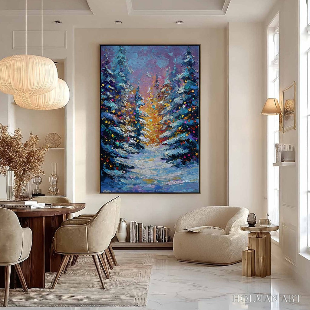 HOLMAN ART Winter'S Glow – Textured Impasto Winter Forest Landscape Oil Painting - image 4