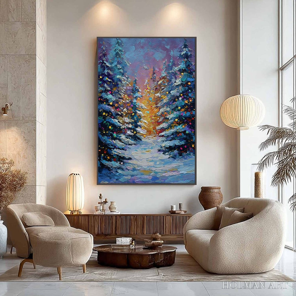 HOLMAN ART Winter'S Glow – Textured Impasto Winter Forest Landscape Oil Painting - image 6