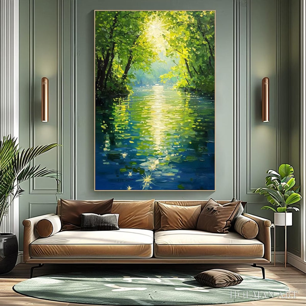 HOLMAN ART Emerald Glow – Impressionist Forest River Landscape Painting - image 4
