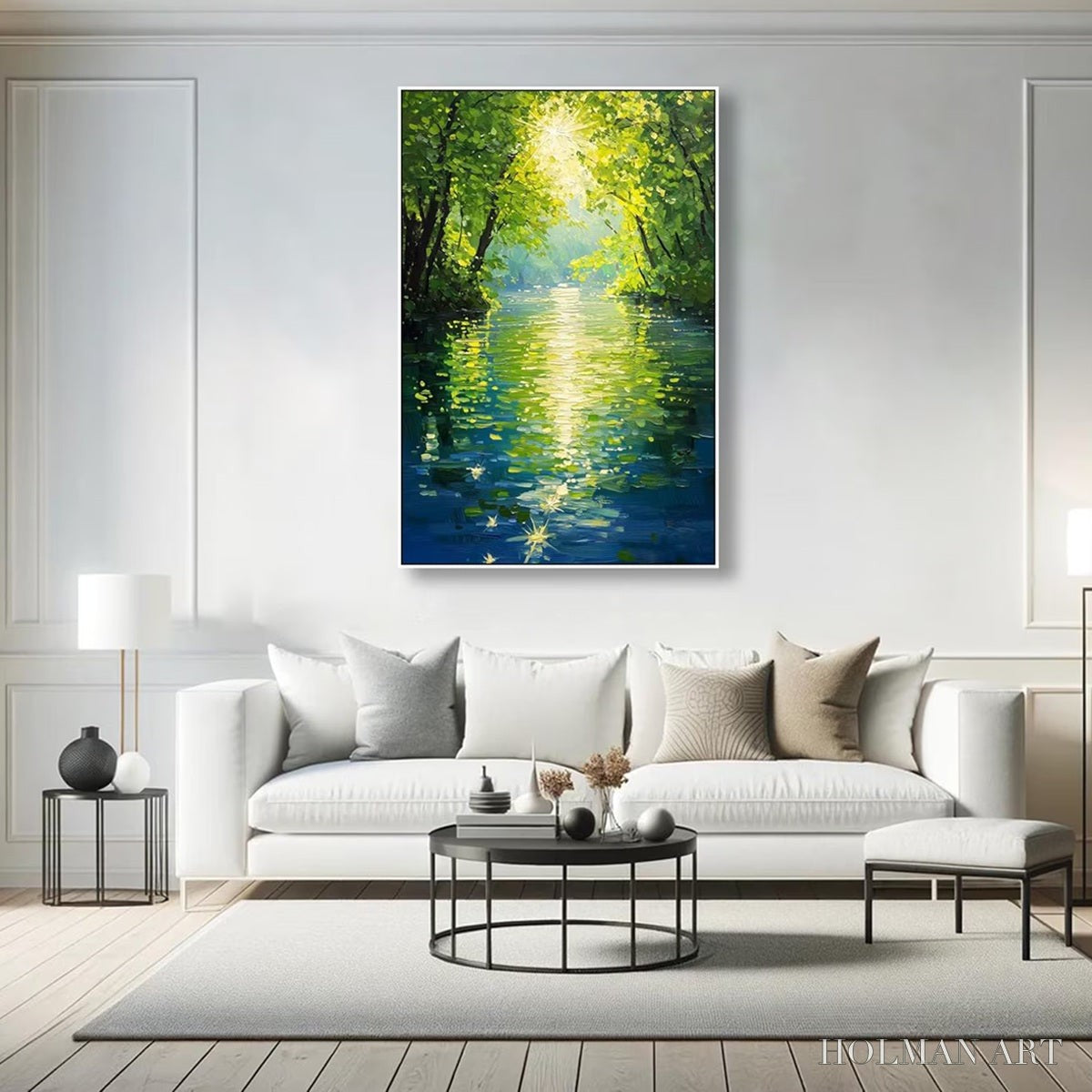 HOLMAN ART Emerald Glow – Impressionist Forest River Landscape Painting - image 5