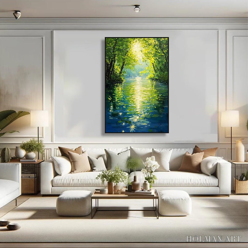 HOLMAN ART Emerald Glow – Impressionist Forest River Landscape Painting - image 6