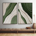 HOLMAN ART Verdant Flow – Textured Abstract Green and White Diptych Painting - image 2