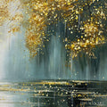 HOLMAN ART Ready to Ship | Golden Whispers – Textured Gold-Accented Forest Oil Painting - image 2