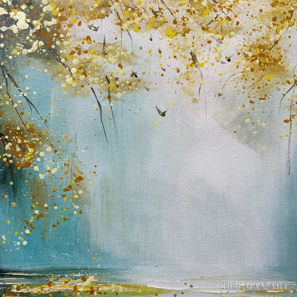 HOLMAN ART Ready to Ship | Golden Whispers – Textured Gold-Accented Forest Oil Painting - image 5