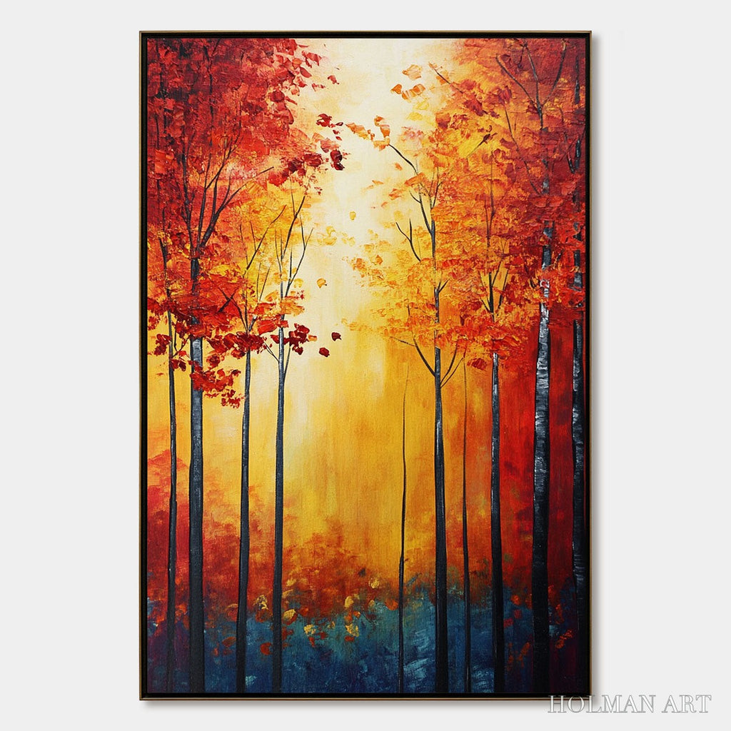HOLMAN ART Autumn Glow – Textured Abstract Forest Oil Painting - image 1