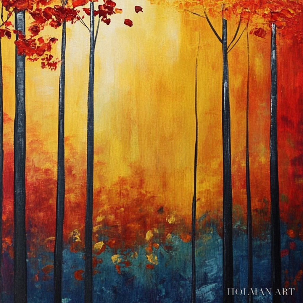 HOLMAN ART Autumn Glow – Textured Abstract Forest Oil Painting - image 3