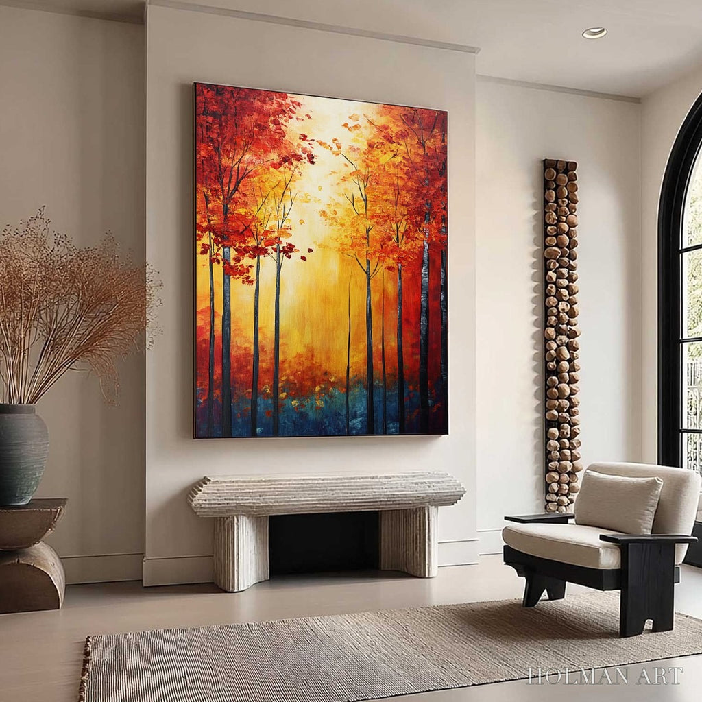 HOLMAN ART Autumn Glow – Textured Abstract Forest Oil Painting - image 4