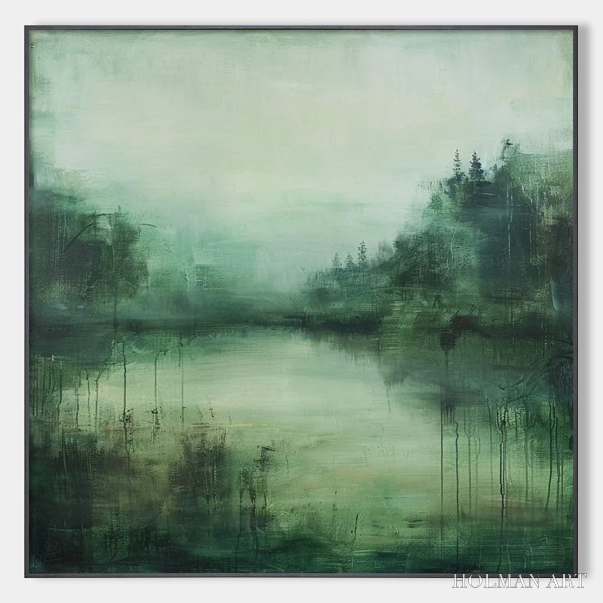 HOLMAN ART Emerald Mist – Textured Abstract Forest Landscape Oil Painting - image 1