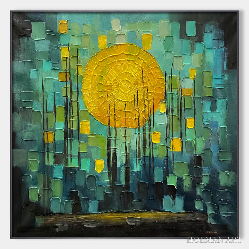 HOLMAN ART Solar Forest – Abstract Forest Landscape Impasto Oil Painting - image 1